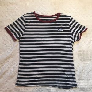 Vans Off the Wall Striped Baby Doll Tee.